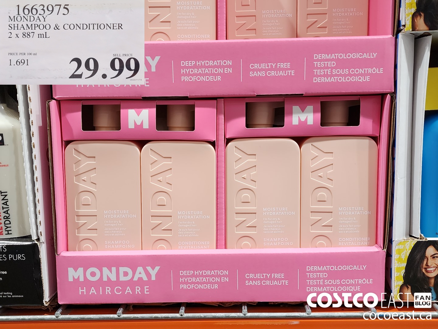 1663975 MONDAY SHAMPOO & CONDITIONER 2 x 887 mL $29.99