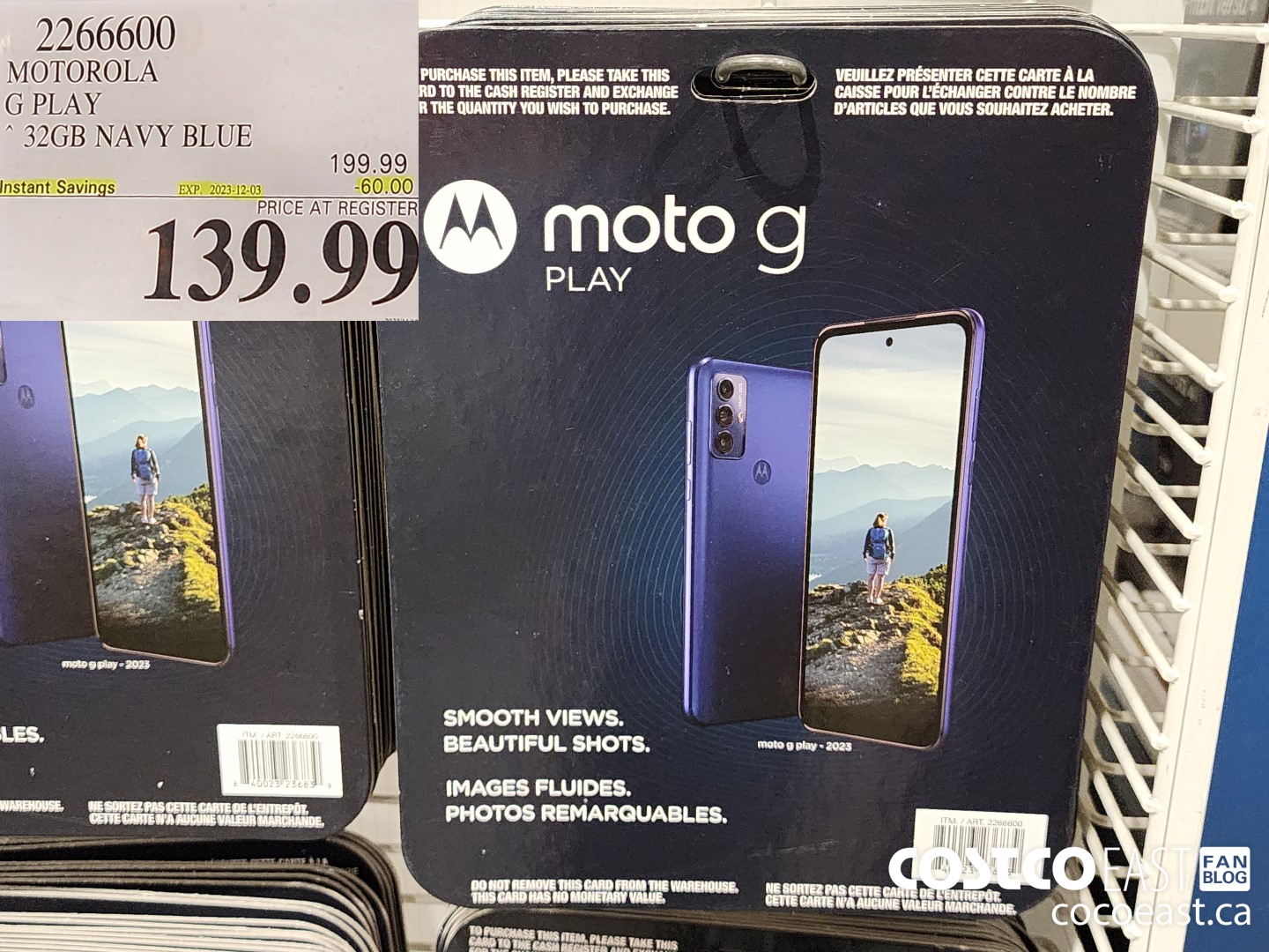 2266600 MOTOROLA G PLAY 32GB NAVY BLUE ($60.00 INSTANT SAVINGS EXPIRES ON 2023-12-03) $139.99