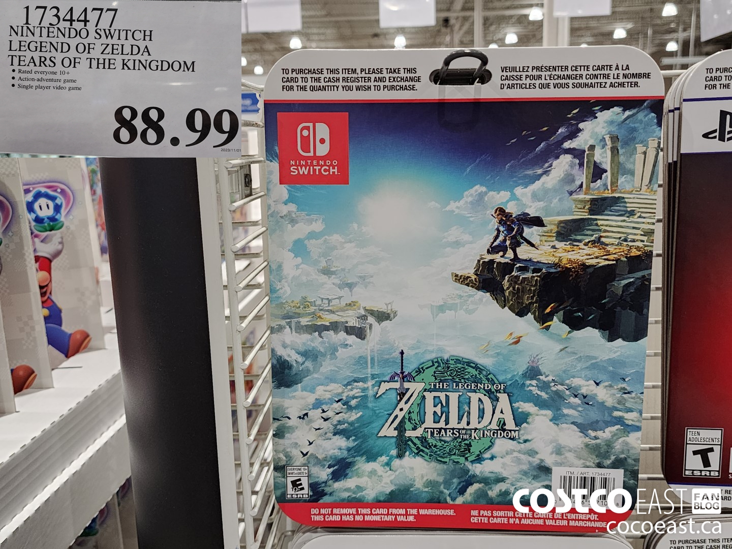 1734477 NINTENDO SWITCH LEGEND OF ZELDA TEARS OF THE KINGDOM $88.99