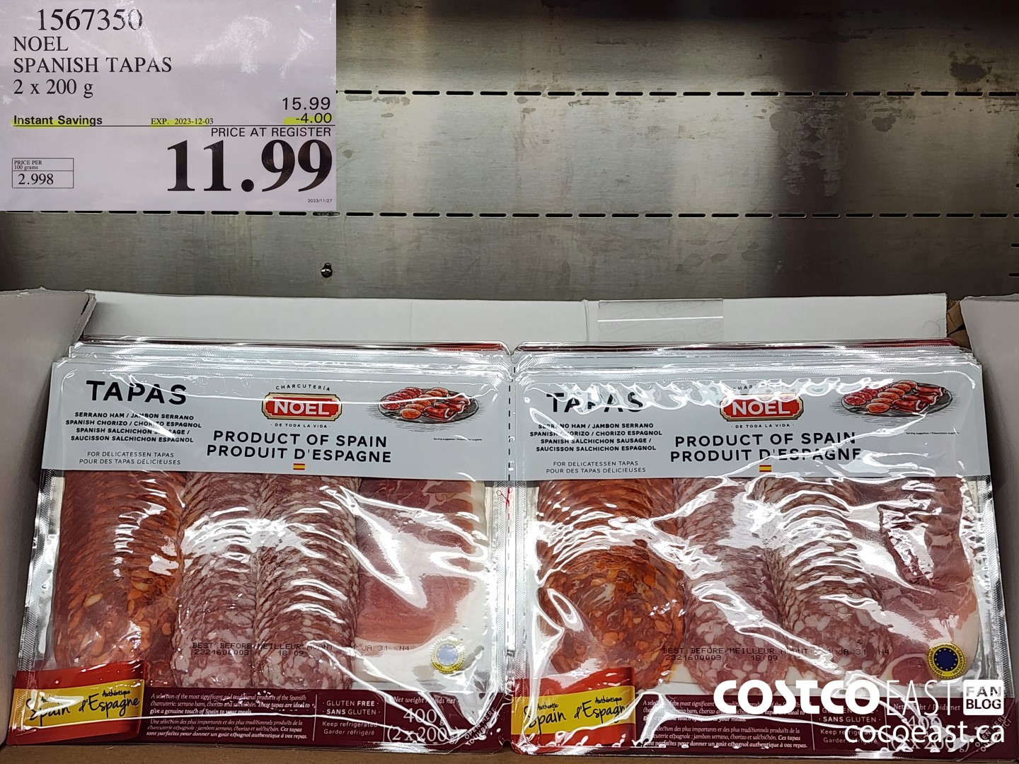 1567350 NOEL SPANISH TAPAS 2 x 200 g ($4.00 INSTANT SAVINGS EXPIRES ON 2023-12-03) $11.99