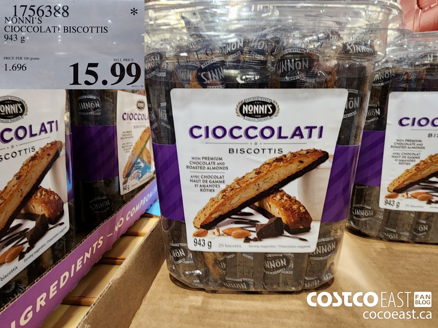 1756388 NONNI'S CIOCOLATI BISCOTTIS 943 g $15.99