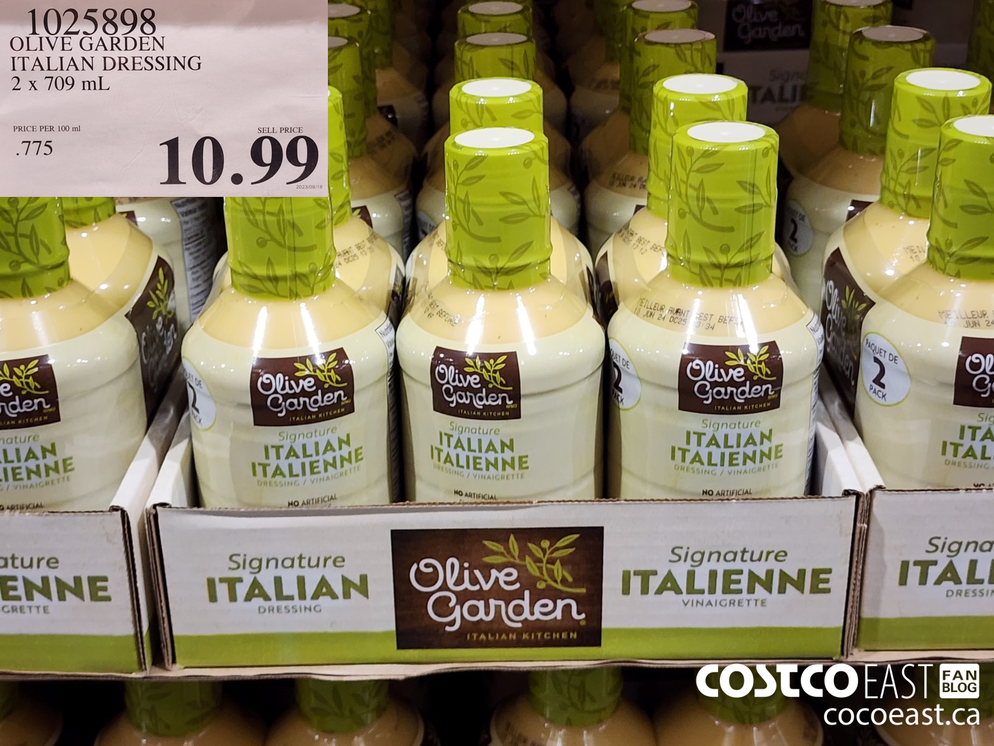 1025898 OLIVE GARDEN ITALIAN DRESSING 2 X 709 ML $10.99