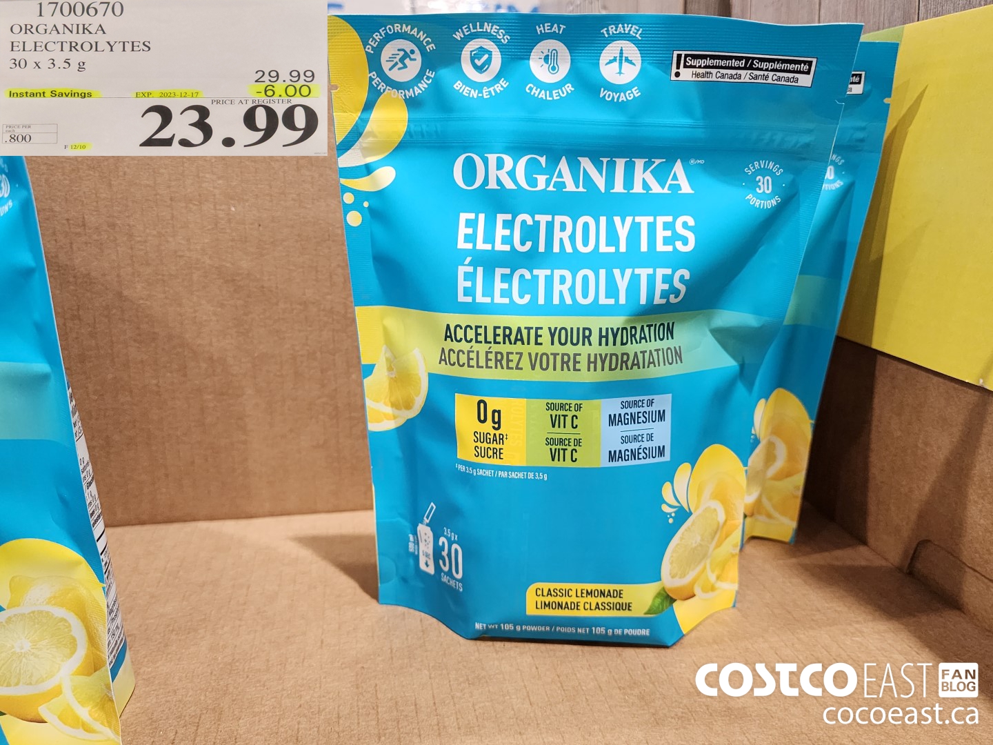 1700670 ORGANIKA ELECTROLYTES 30 X 3.5 G ($6.00 INSTANT SAVINGS EXPIRES ON 2023-12-17) $23.99