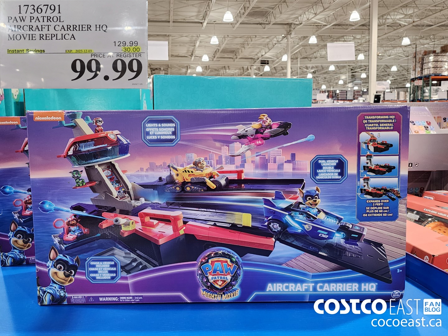 1736791 PAW PATROL AIRCRAFT CARRIER HQ MOVIE REPLICA ($30.00 INSTANT SAVINGS EXPIRES ON 2023-12-03) $99.99