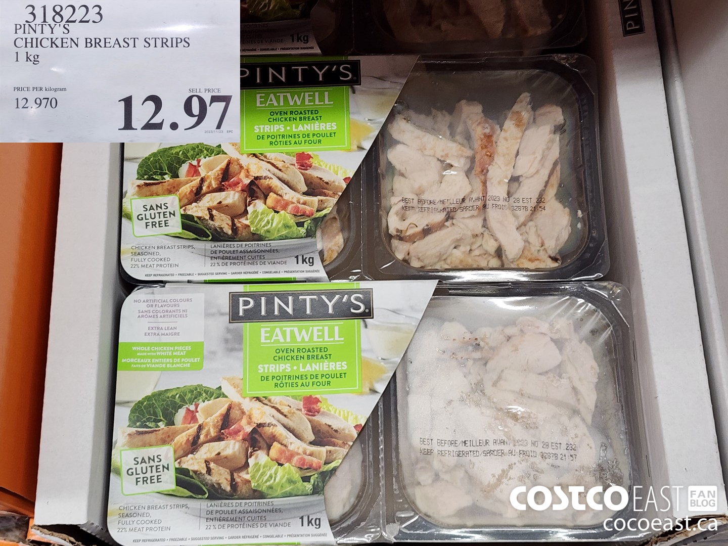 318223 PINTY'S CHICKEN BREAST STRIPS 1 kg $12.97