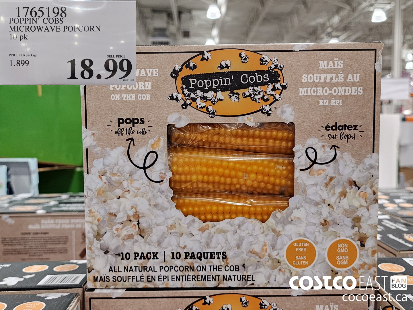 1765198 POPPIN’ COBS MICROWAVE POPCORN 10 PK $18.99