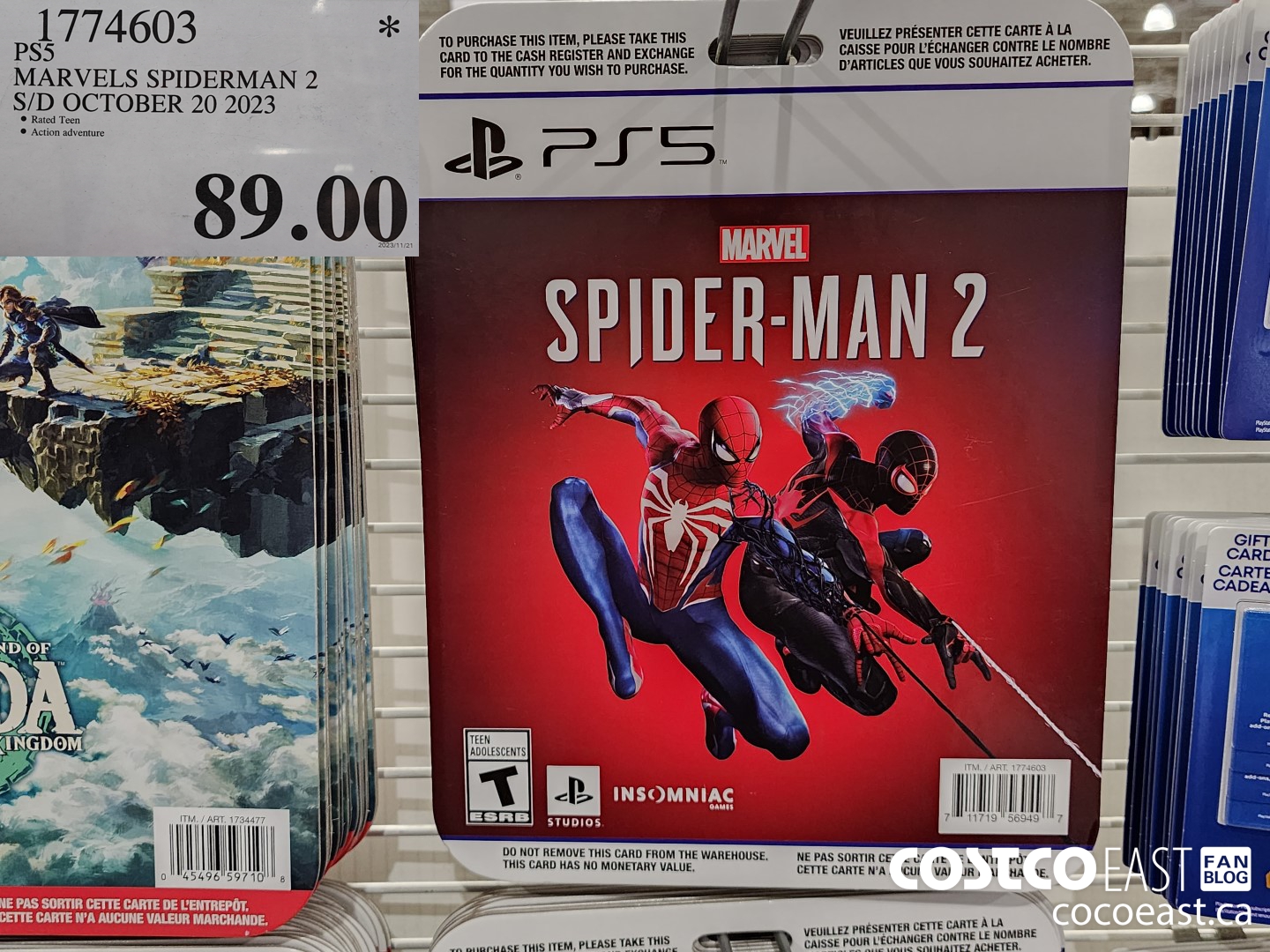 1774603 PS5 MARVELS SPIDERMAN 2 S/D OCTOBER 20 2023 $89.00