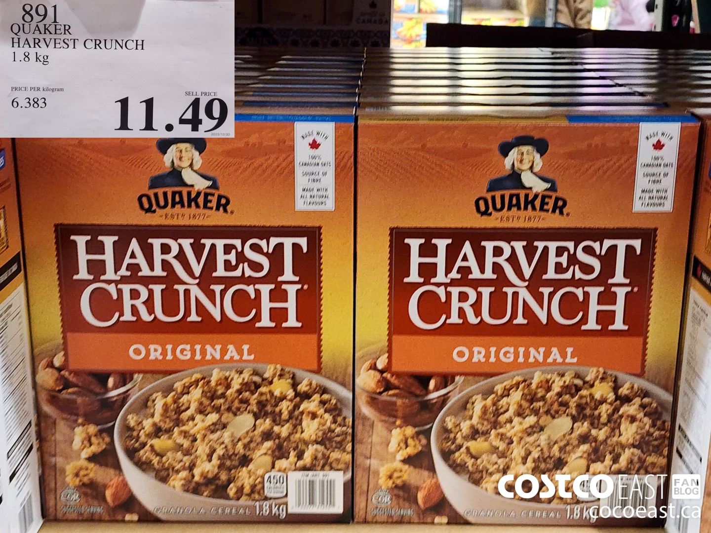 891 QUAKER HARVEST CRUNCH 1.8 kg $11.49