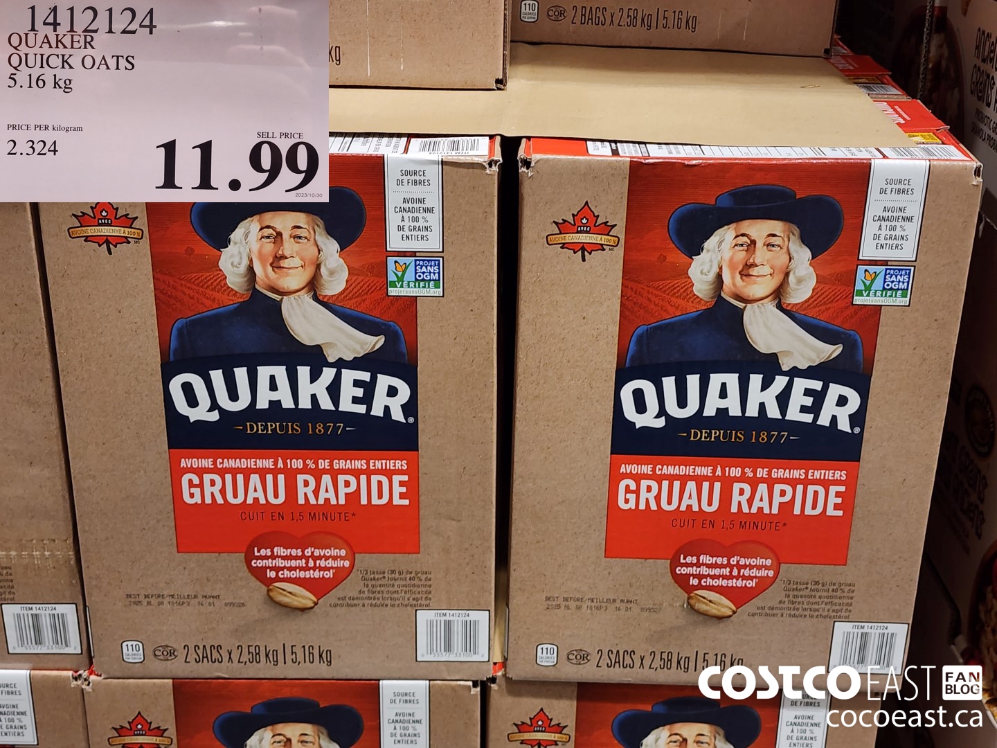 1412124 QUAKER QUICK OATS 5.16 kg $11.99
