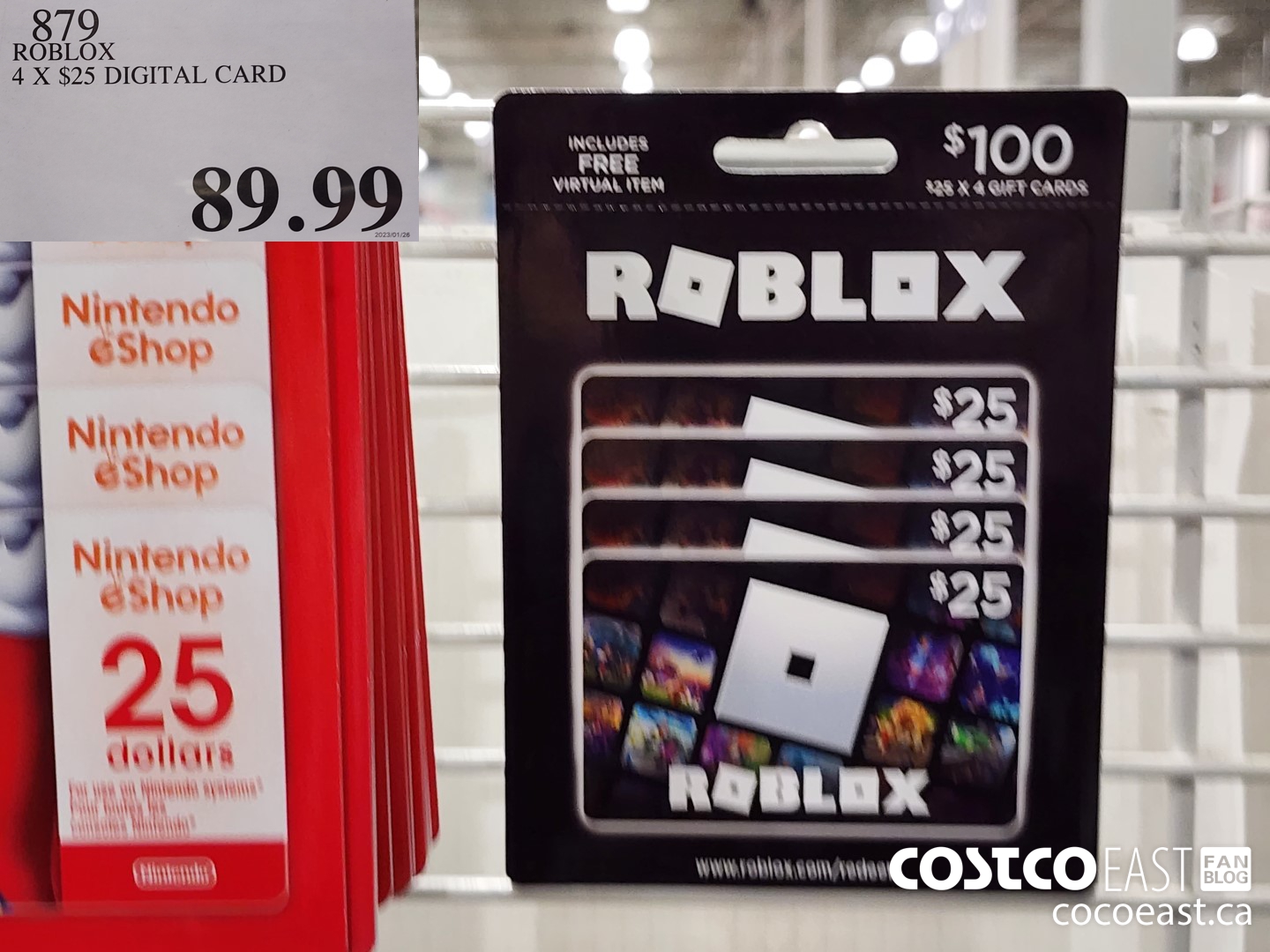 879 ROBLOX 4 X $25 DIGITAL CARD $89.99
