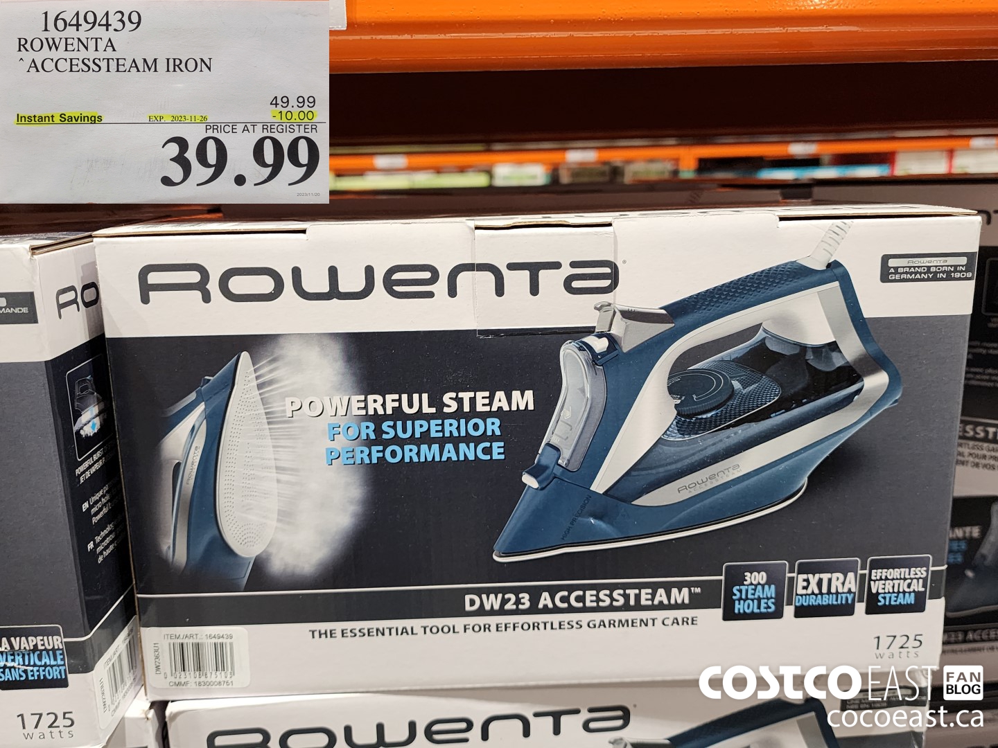 1649439 ROWENTA ACCESSSTEAM IRON ($10.00 INSTANT SAVINGS EXPIRES ON 2023-11-26) $39.99