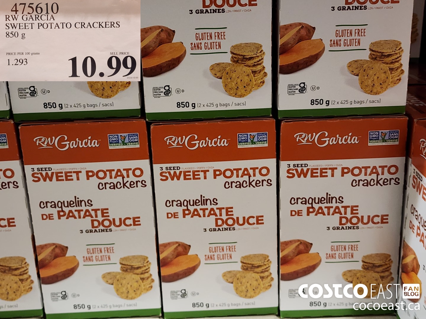 475610 RW GARCIA SWEET POTATO CRACKERS 850 G $10.99