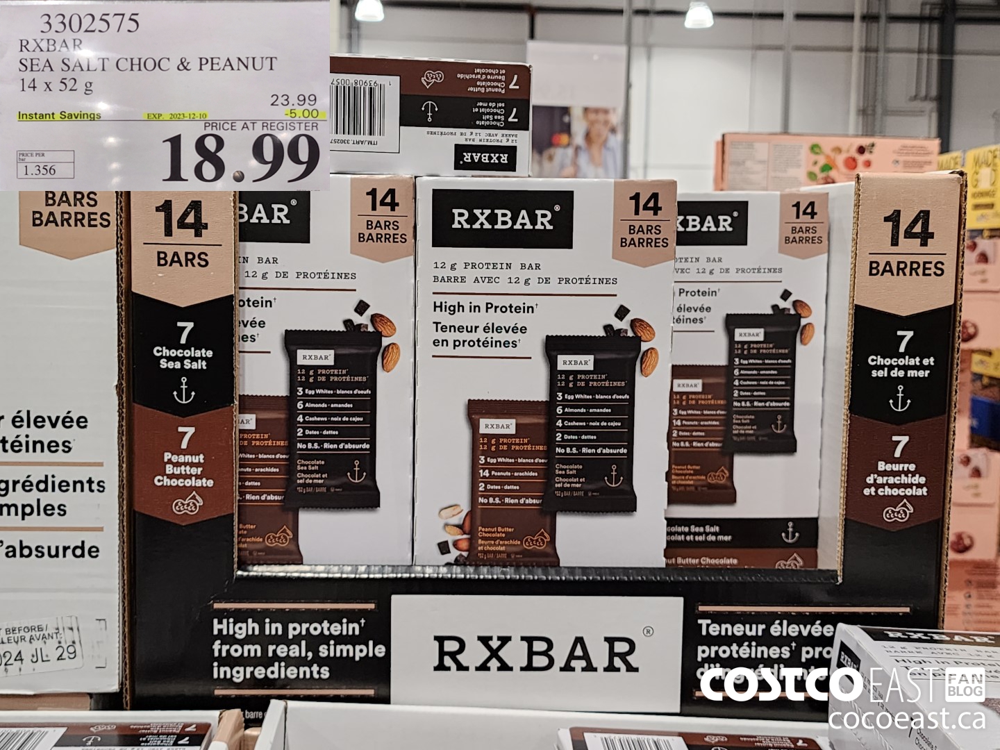 3302575 RXBAR SEA SALT CHOC & PEANUT 14 x 52g ($5.00 INSTANT SAVINGS EXPIRES ON 2023-12-10) $18.99