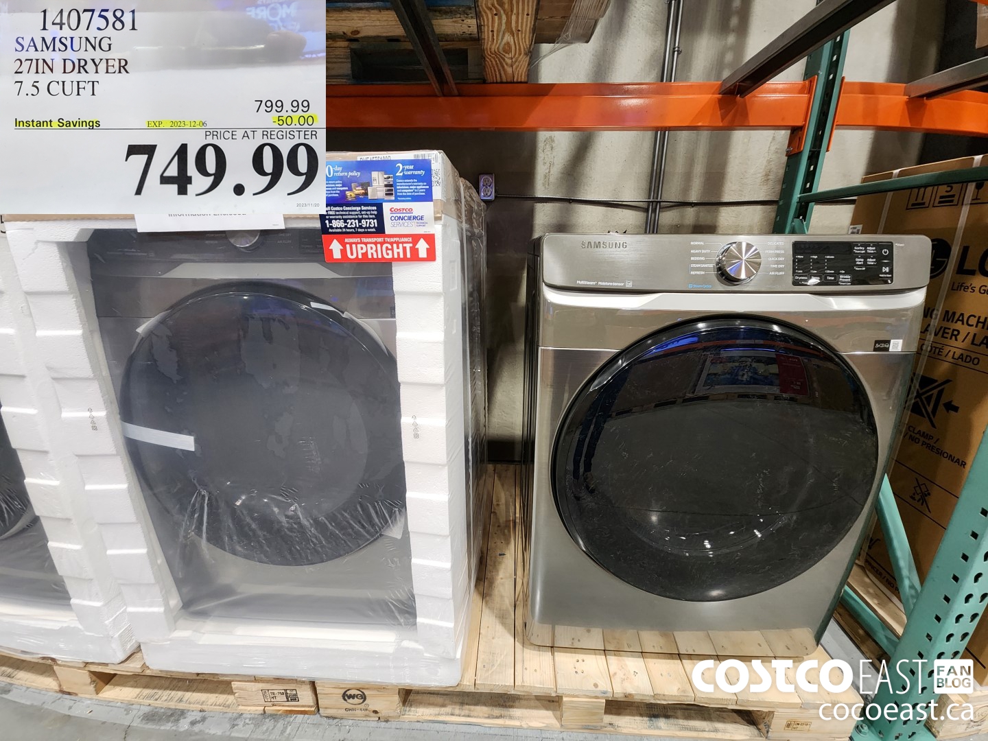 1407581 SAMSUNG 27IN DRYER 7.5 CUFT ($50.00 INSTANT SAVINGS EXPIRES ON 2023-12-06) $749.99