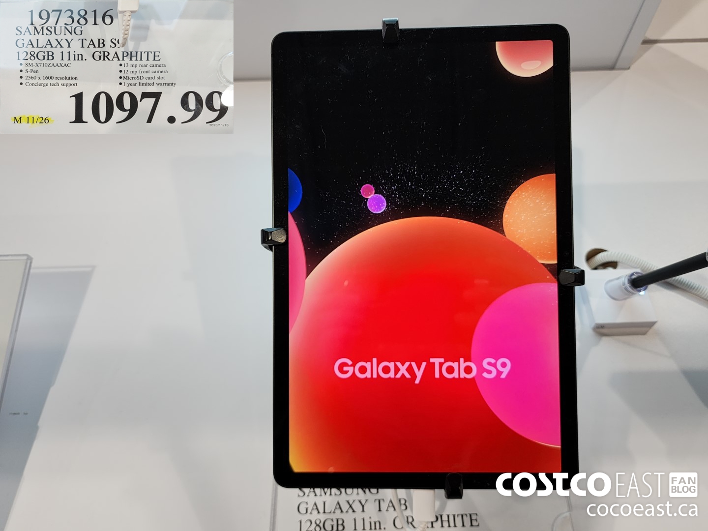 1973816 SAMSUNG GALAXY TAB S9 128GB 11 in. GRAPHITE $1097.99