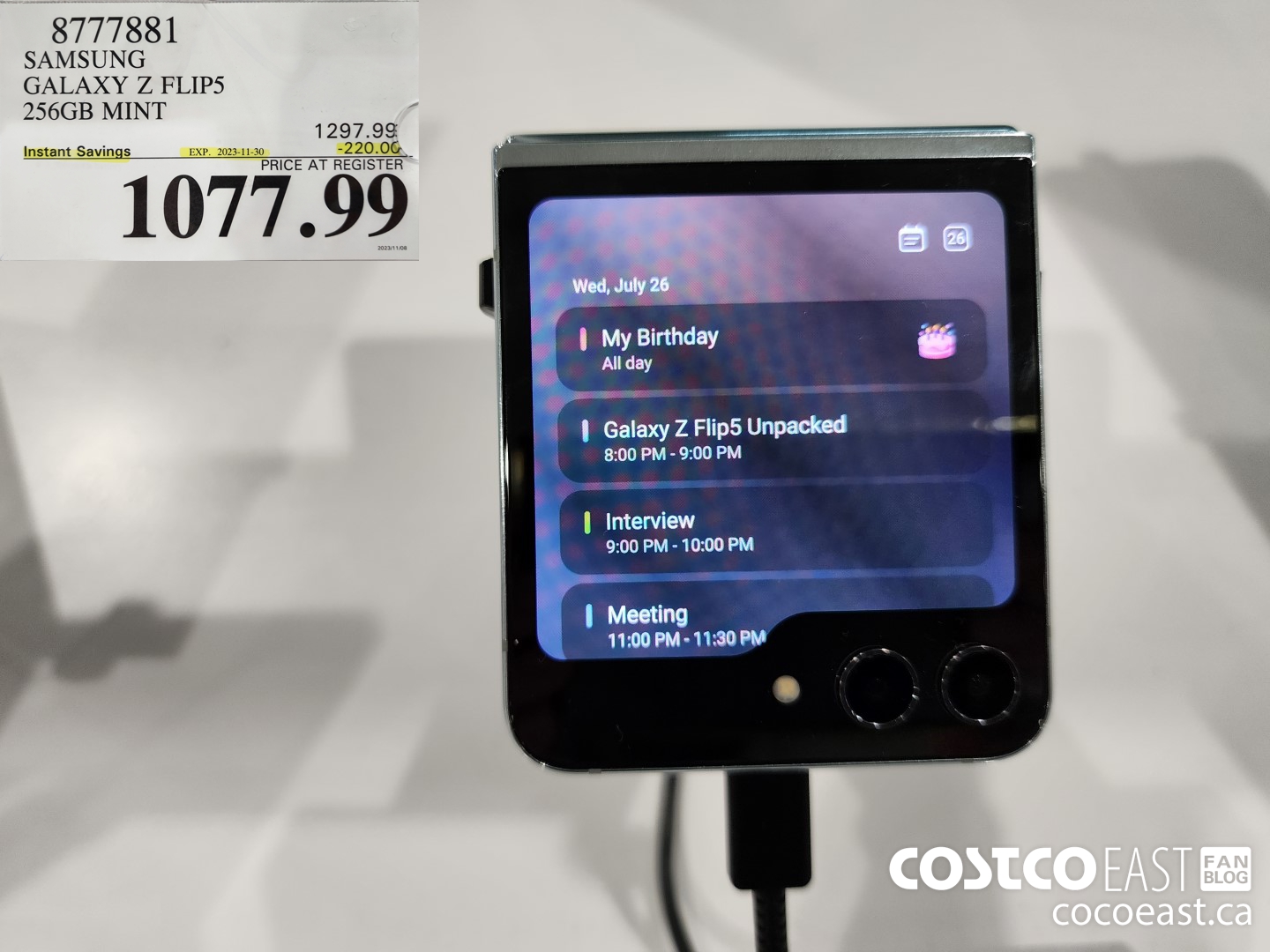 8777881 SAMSUNG GALAXY Z FLIPS5 256GB MINT ($220.00 INSTANT SAVINGS EXPIRES ON 2023-11-30) $1077.99