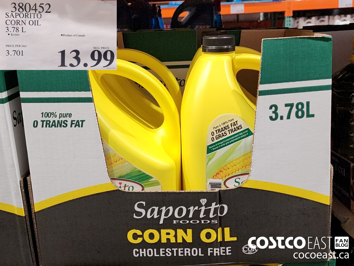 380452 SAPORITO CORN OIL 3.78 L $13.99