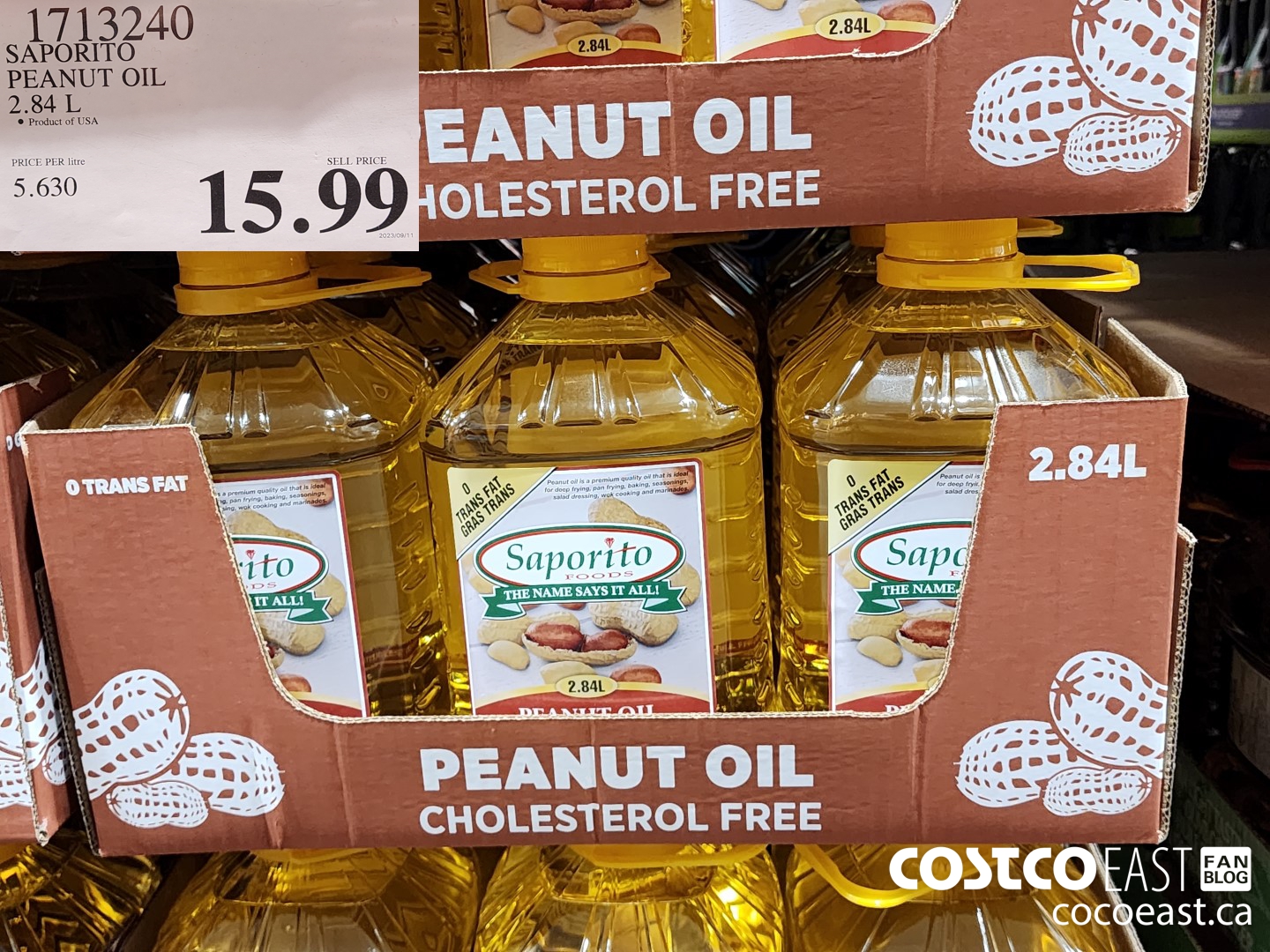 1713240 SAPORITO PEANUT OIL 2.84 L $15.99