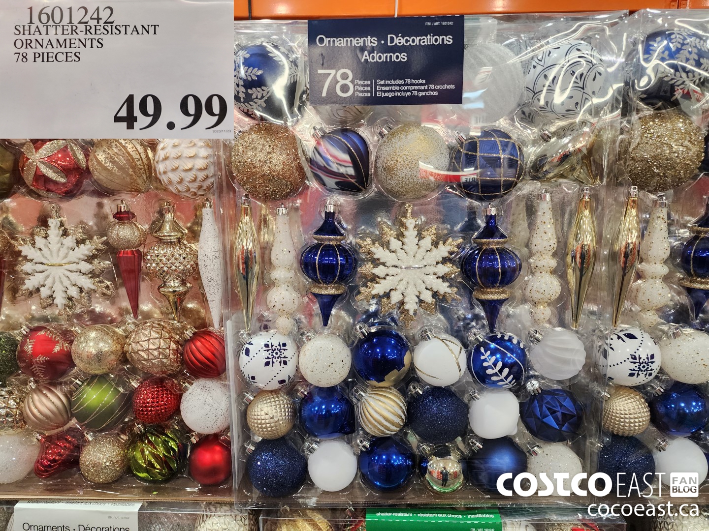 1601242 SHATTER-RESISTANT ORNAMENTS 78 PIECES $49.99