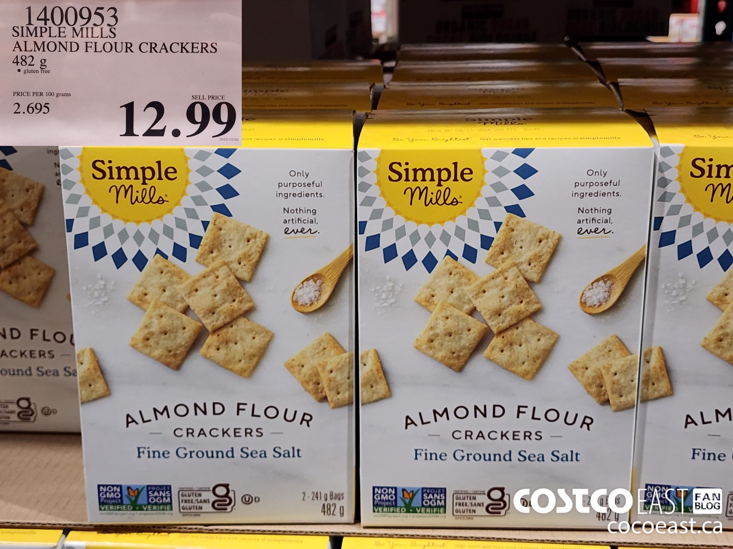1400953 SIMPLE MILLS ALMOND FLOUR CRACKERS 482 G $12.99