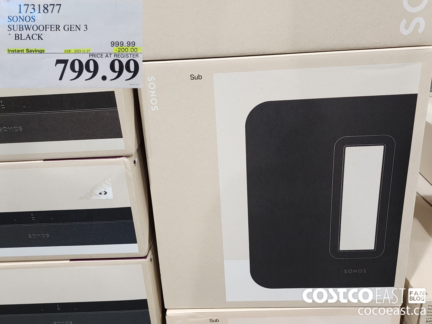 1731877 SONOS SUBWOOFER GEN 3 BLACK ($200.00 INSTANT SAVINGS EXPIRES ON 2023-11-27) $799.99