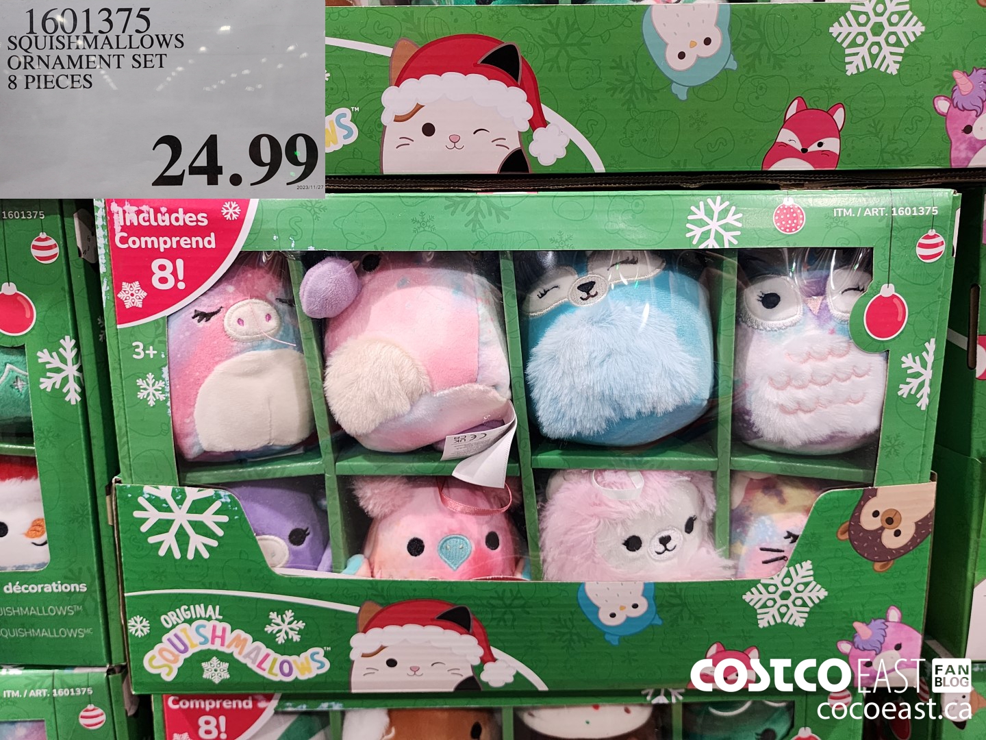 1601375 SQUISHMALLOWS ORNAMENT SET 8 PIECES $24.99