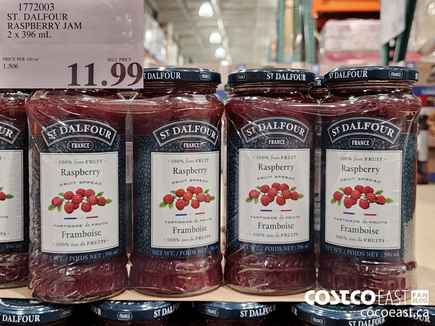 1772003 ST. DALFOUR RASPBERRY JAM 2 x 396 mL $11.99