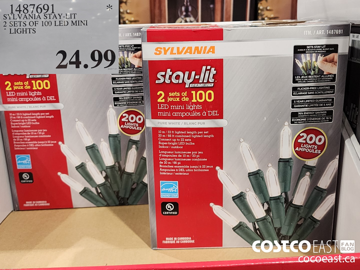 1487691 SYLVANIA STAY-LIT 2 SETS OF 100 LED MINI LIGHTS $24.99