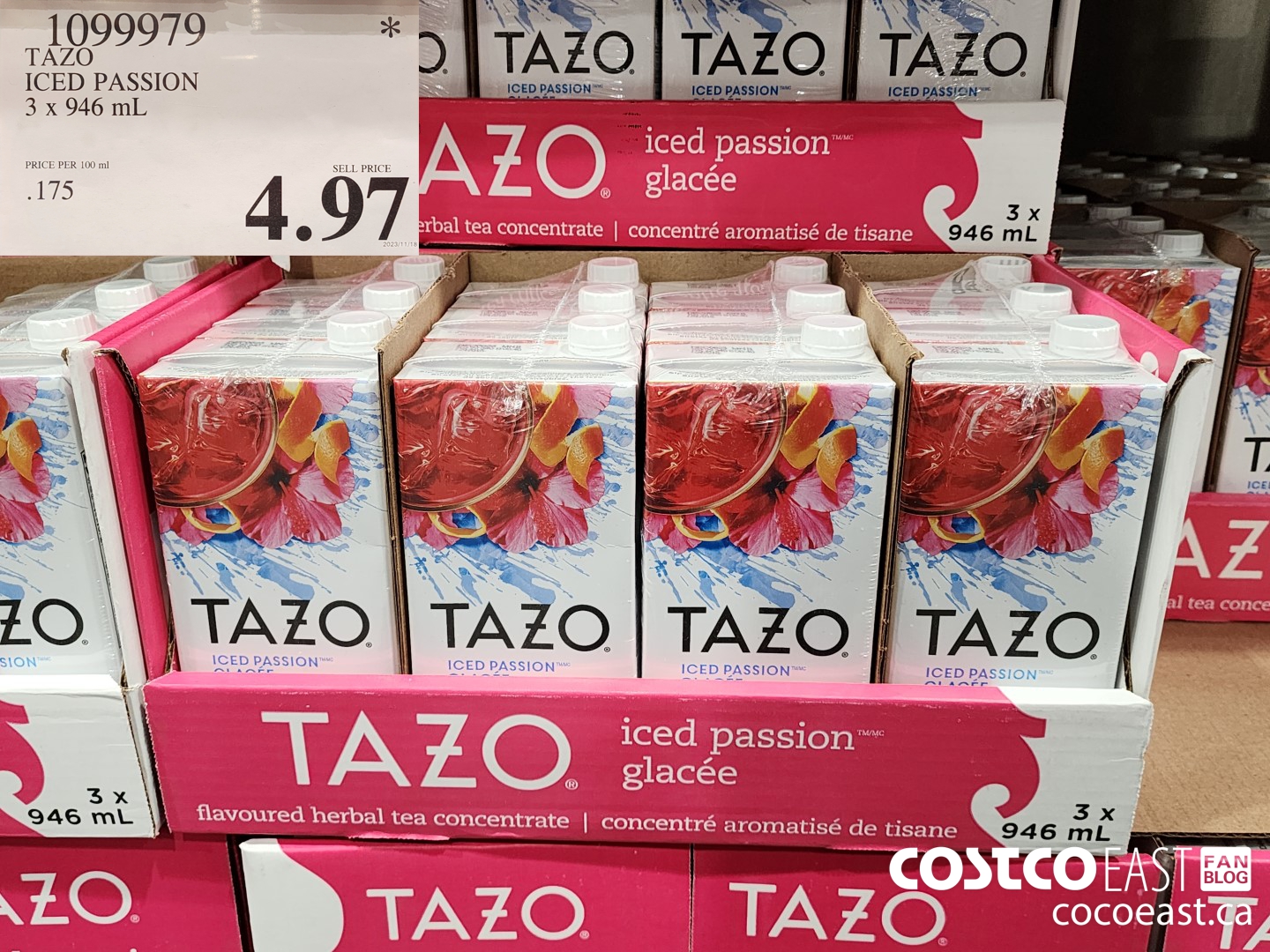 1099979 TAZO ICED PASSION 3 x 946 ml $4.97
