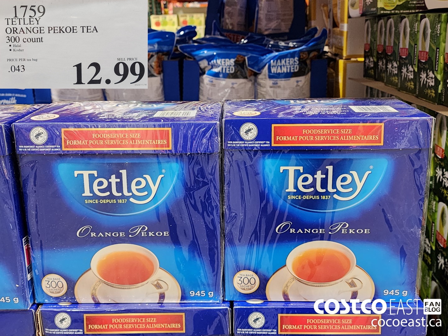 1759 TETLEY ORANGE PEKOE TEA 300 COUNT $12.99
