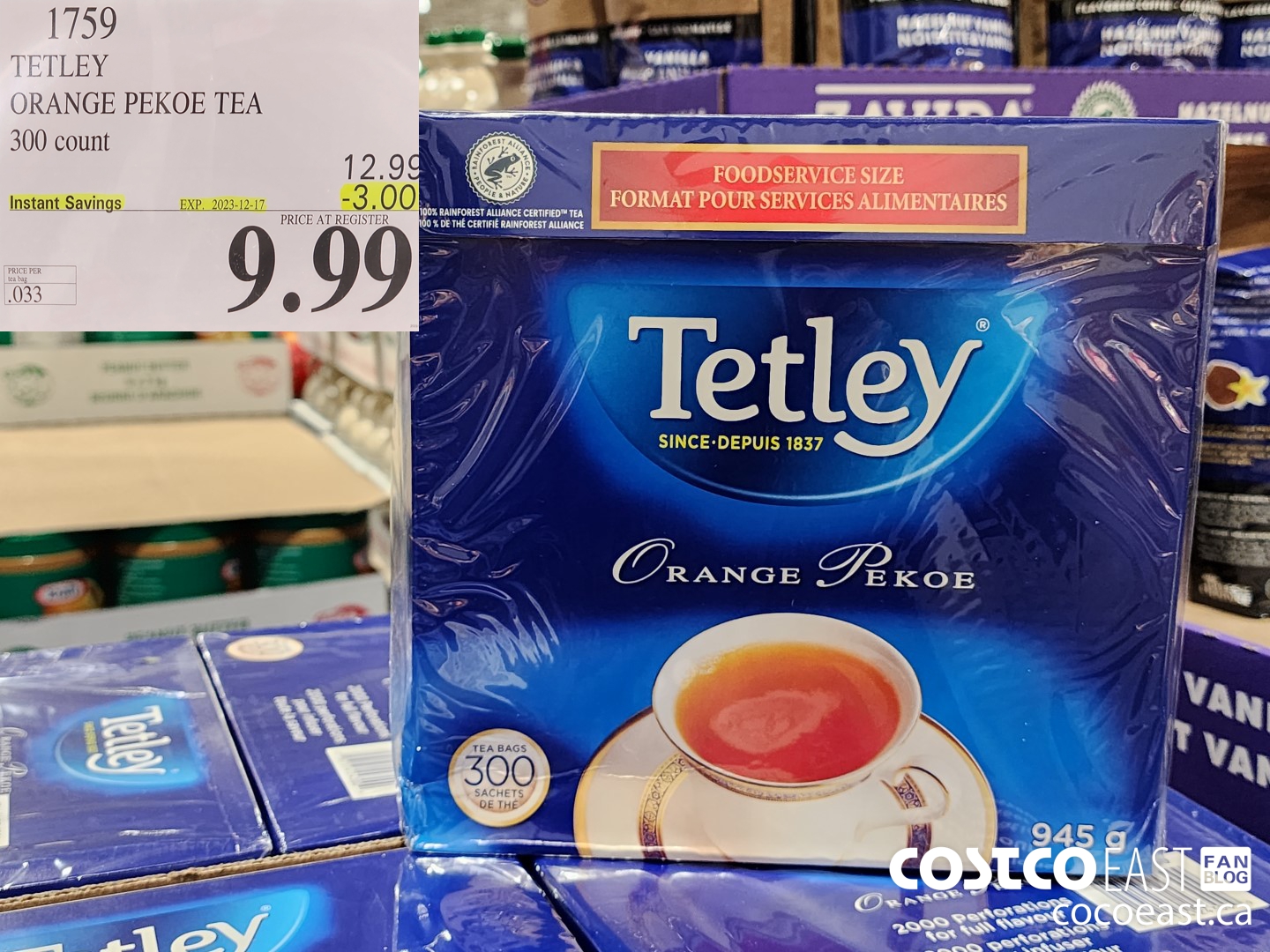 1759 TETLEY ORANGE PEKOE TEA 300 COUNT ($3.00 INSTANT SAVINGS EXPIRES ON 2023-12-17) $9.99