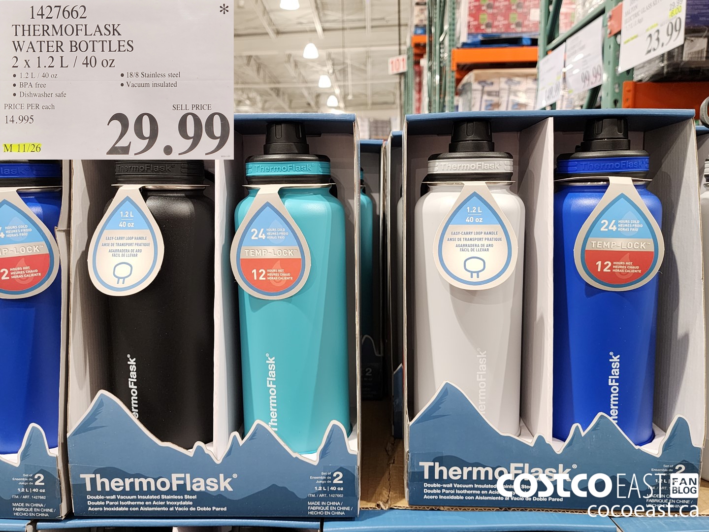1427662 THERMOFLASK WATER BOTTLES 2 X 1.2L / 40 OZ $29.99