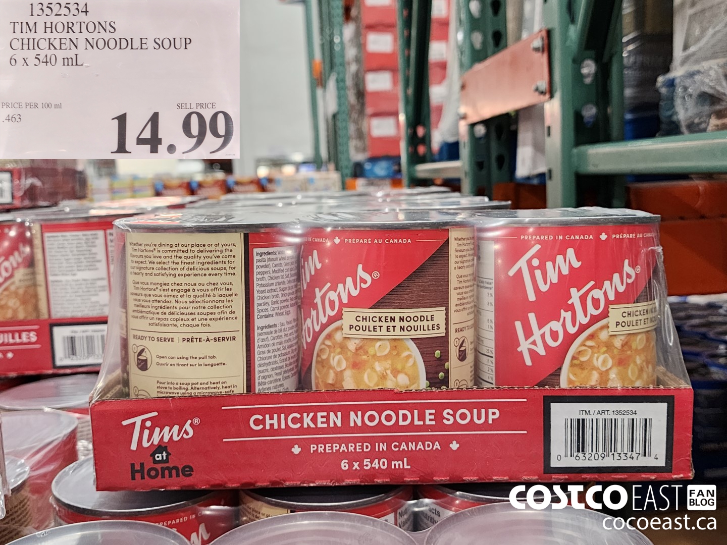 1352534 TIM HORTONS CHICKEN NOODLE SOUP 6 X 540 ML $14.99