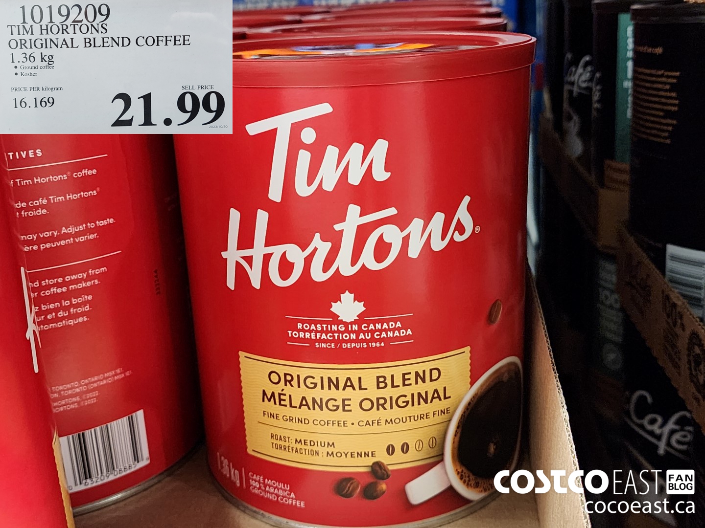 1019209 TIM HORTONS ORIGINAL BLEND COFFEE 1.36 KG $21.99