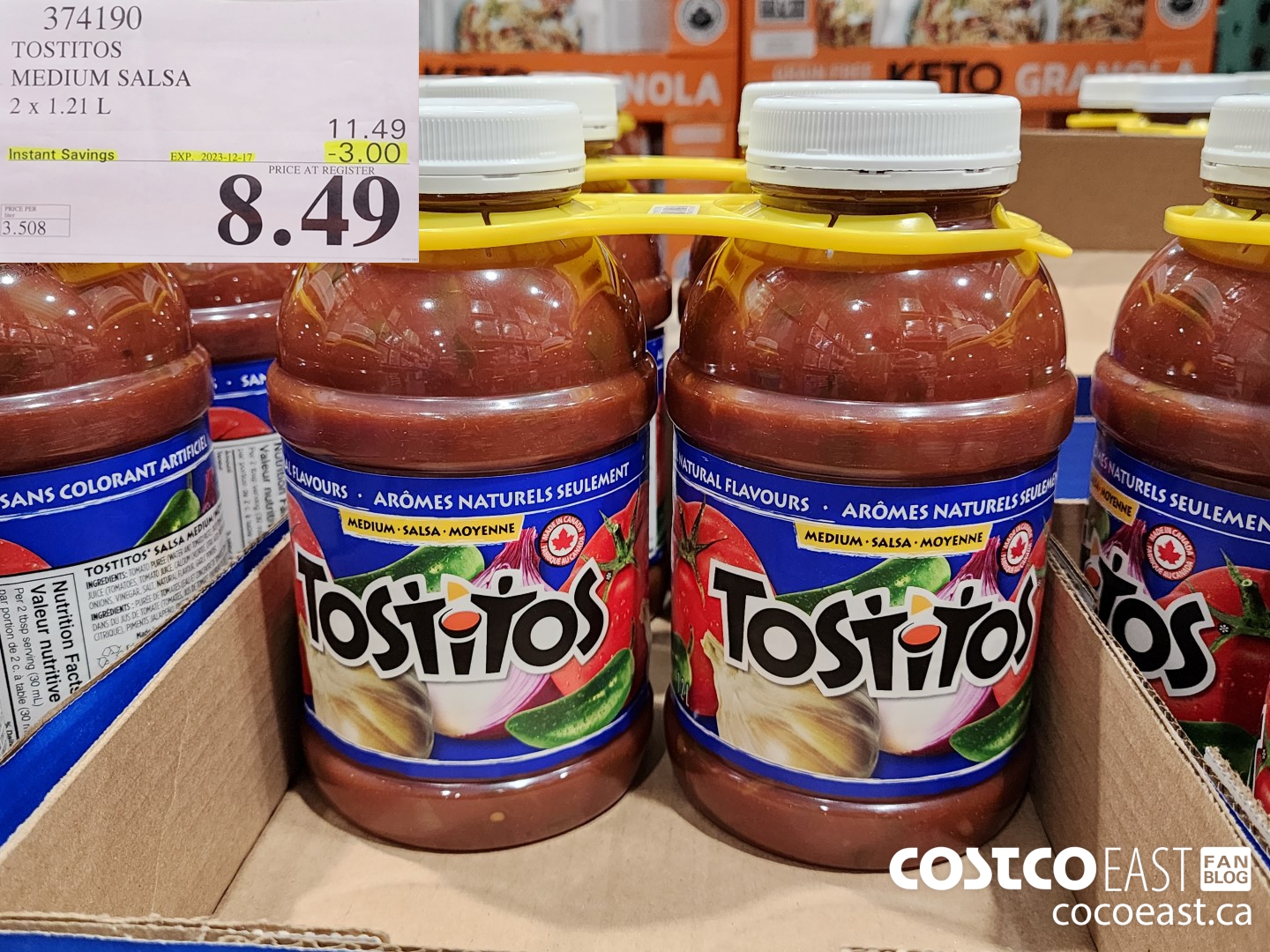 374190 TOSTITOS MEDIUM SALSA 2 X 1.21 L ($3.00 INSTANT SAVINGS EXPIRES ON 2023-12-17) $8.49