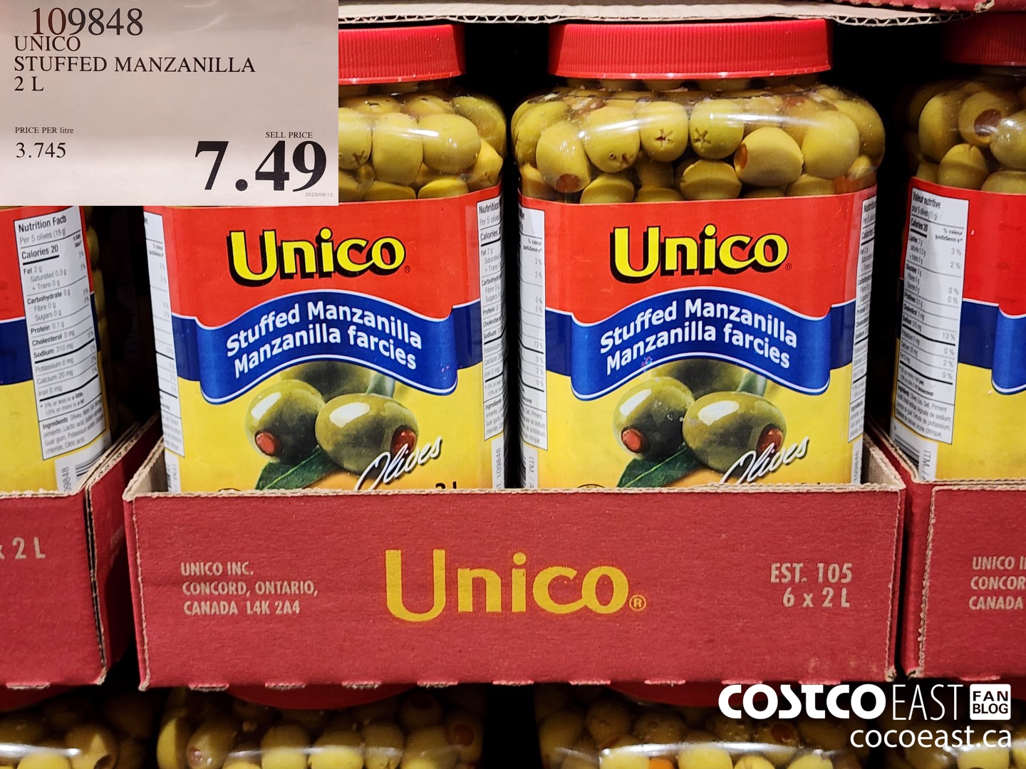 109848 UNICO STUFFED MANZANILLA 2 L $7.49