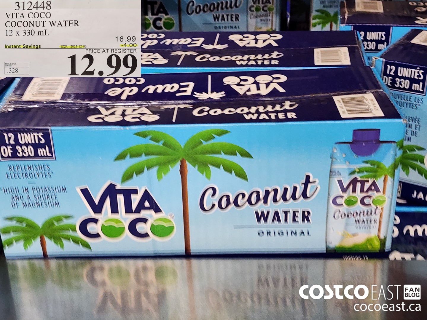 312448 VITA COCO COCONUT WATER 12 X 330 ML ($4.00 INSTANT SAVINGS EXPIRES ON 2023-12-03) $12.99
