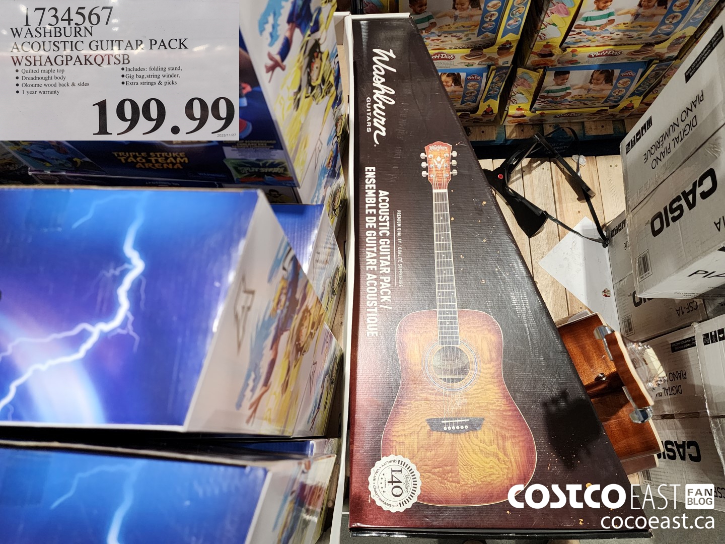 1734567 WASHBURN ACOUSTIC GUITAR PACK WSHAGPAKQTSB $199.99