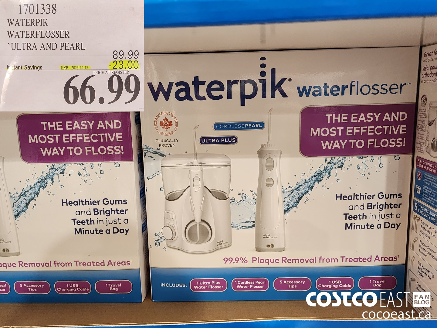 1701338 WATERPIK WATERFLOSSER ULTRA AND PEARL ($23.00 INSTANT SAVINGS EXPIRES ON 2023-12-17) $66.99