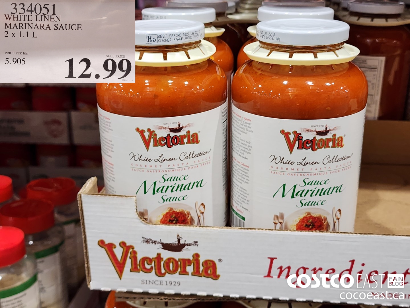 334051 WHITE LINEN MARINARA SAUCE 2 X 1.1L $12.99