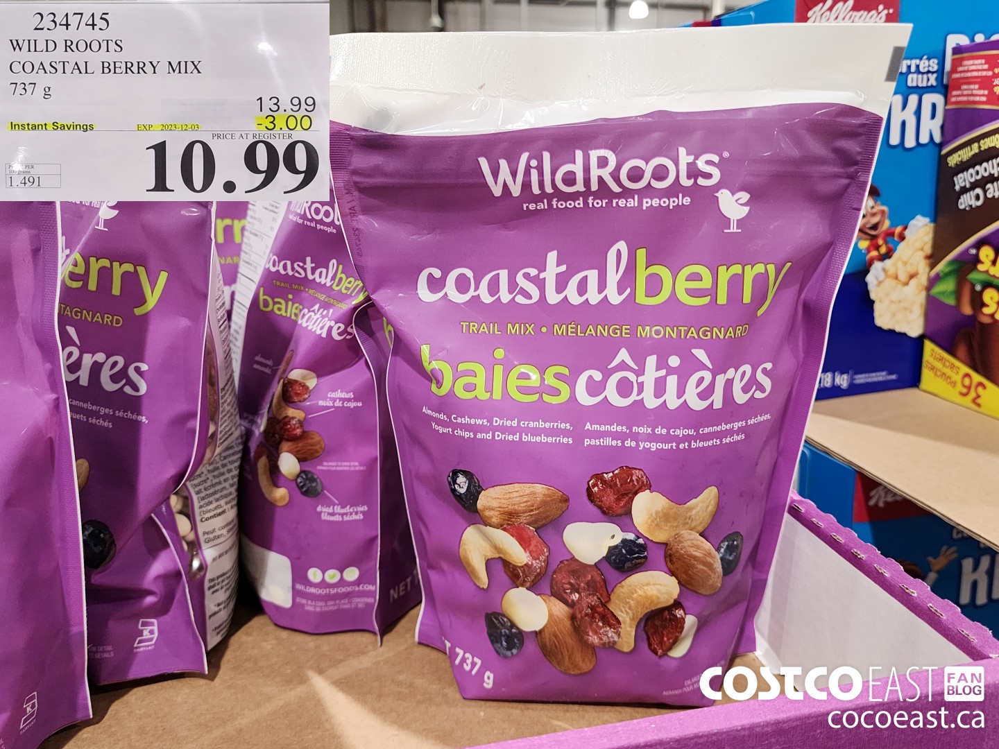 234745 WILD ROOTS COASTAL BERRY MIX 737 G ($3.00 INSTANT SAVINGS EXPIRES ON 2023-12-03) $10.99