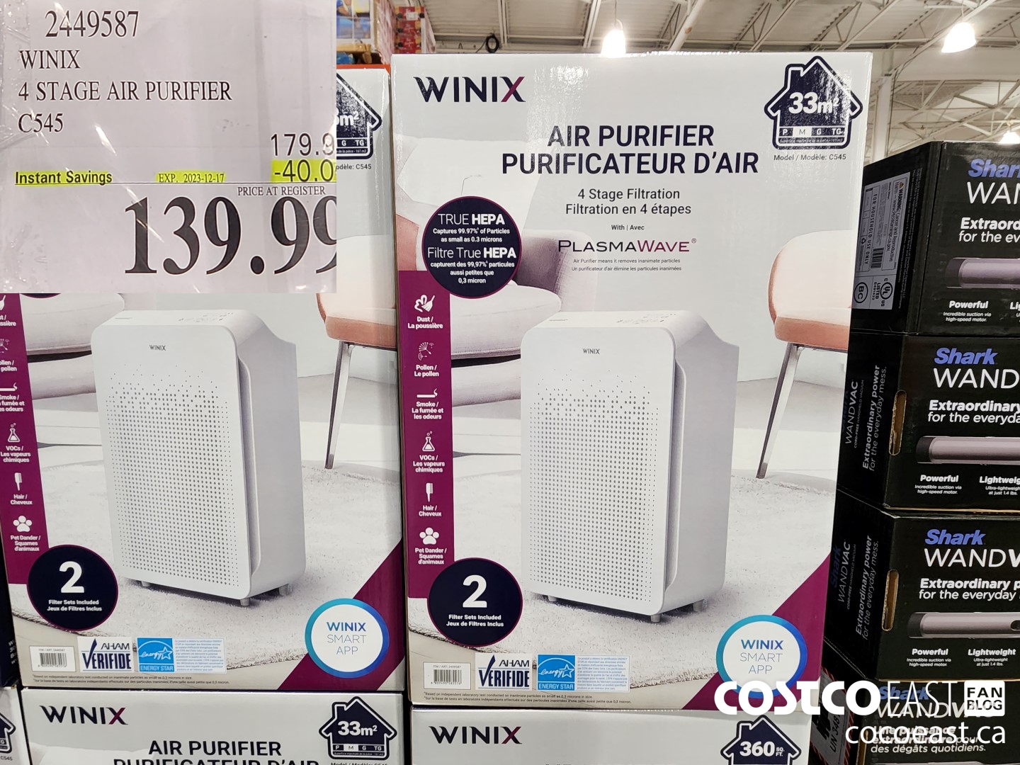2449587 WINIX 4 STAGE AIR PURIFIER C545 ($40.00 INSTANT SAVINGS EXPIRES ON 2023-12-17) $139.99