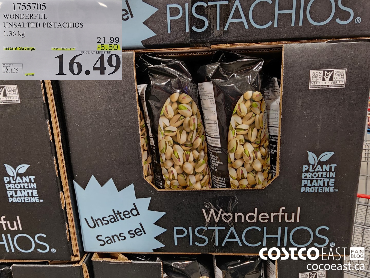 1755705 WONDERFUL UNSALTED PISTACHIOS 1.36 KG ($5.50 INSTANT SAVINGS EXPIRES ON 2023-11-27) $16.49