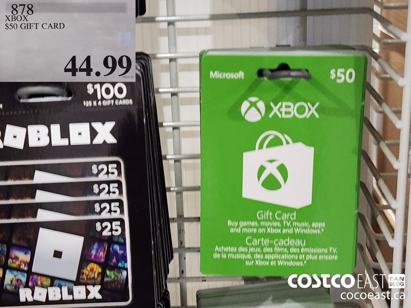 878 XBOX $50 GIFT CARD $44.99