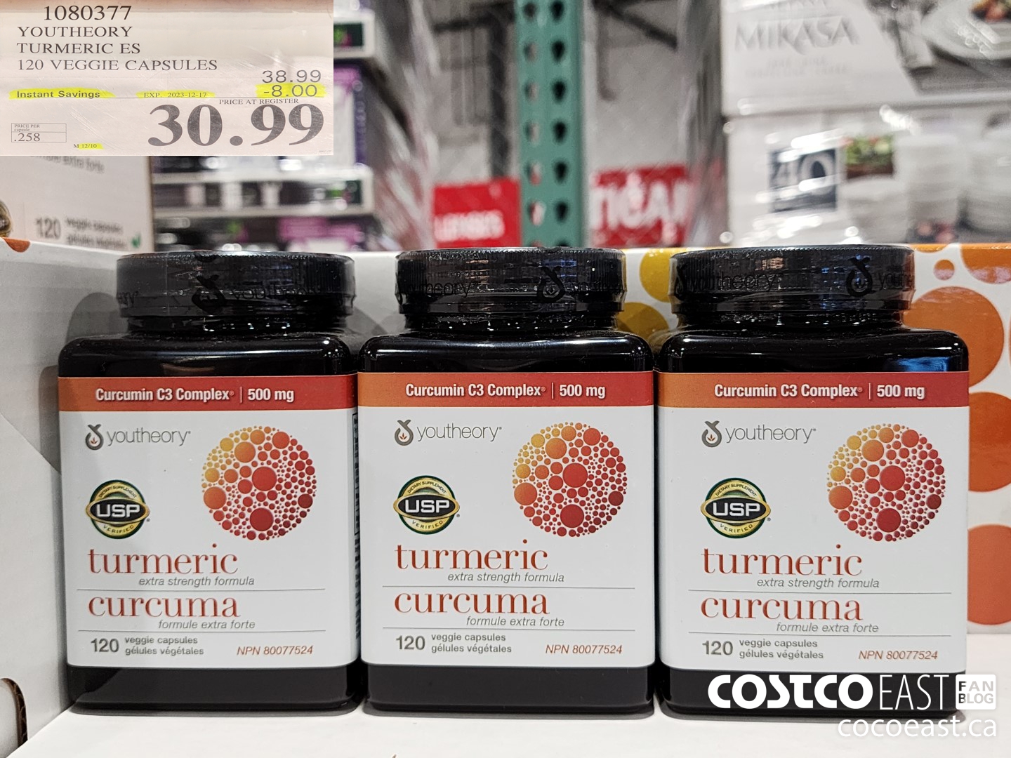 1080377 YOUTHEORY TUMERIC ES 120 VEGGIE CAPSULES 20203-12-17 ($8.00 INSTANT SAVINGS) $30.99