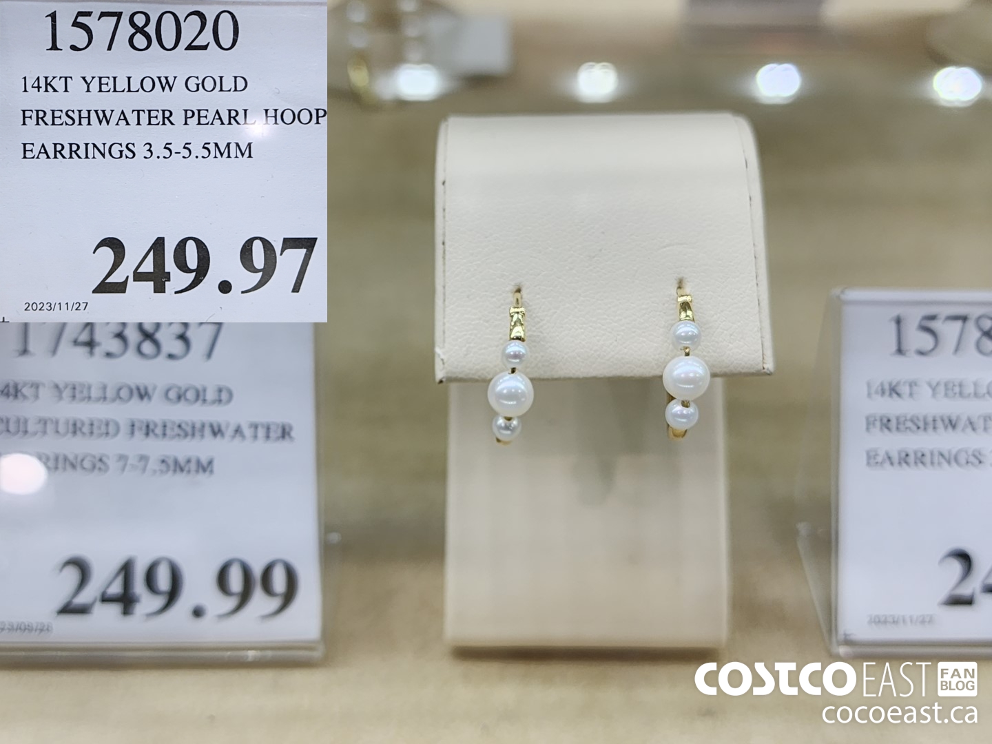 1578020 14KT YELLOW GOLD FRESHWATER PEARL HOOP EARRINGS 3.5-5.5MM $249.97