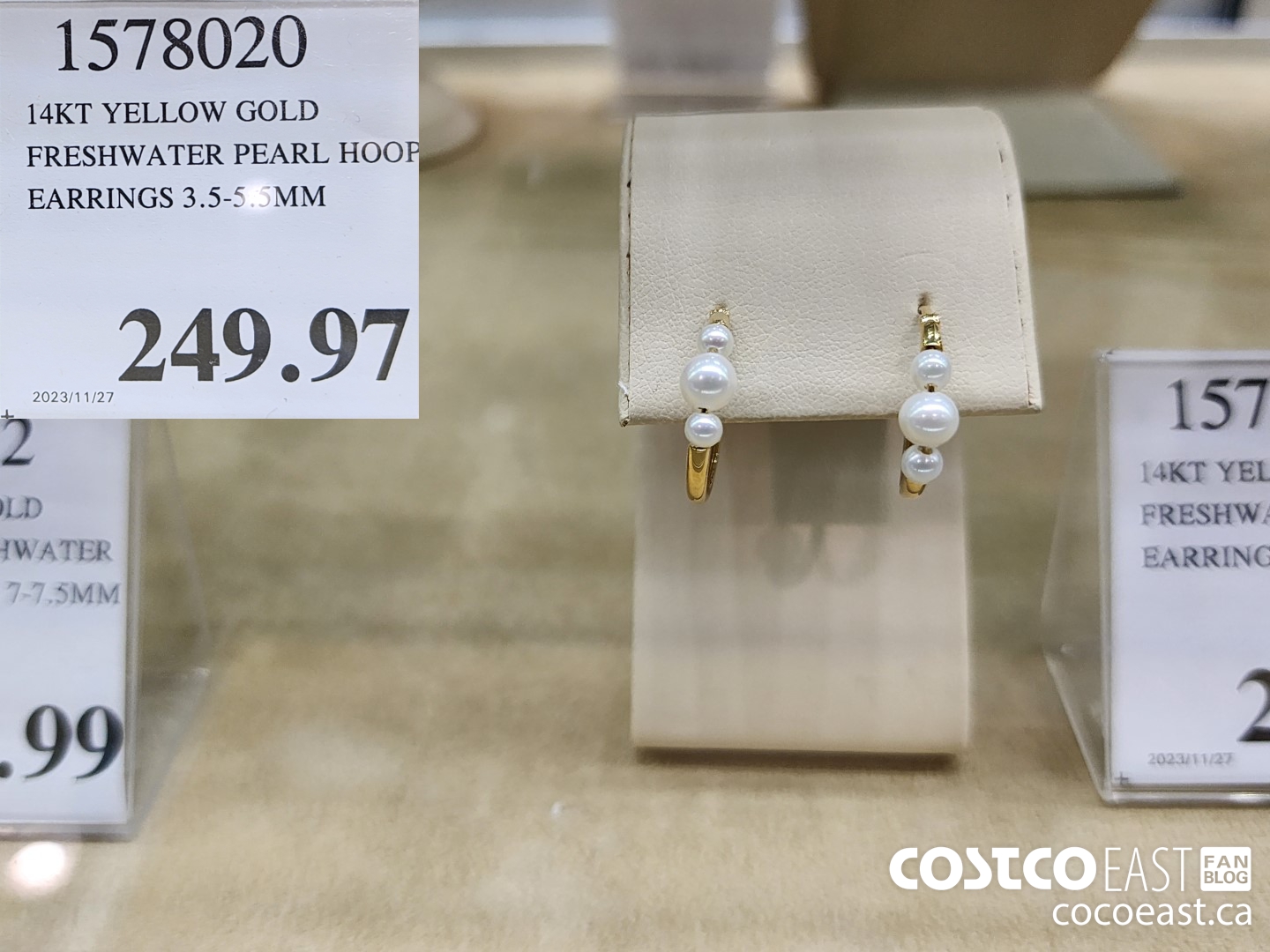 1578020 14KT YELLOW GOLD FRESHWATER PEARL HOOP EARRINGS 3.5-5.5MM $249.97