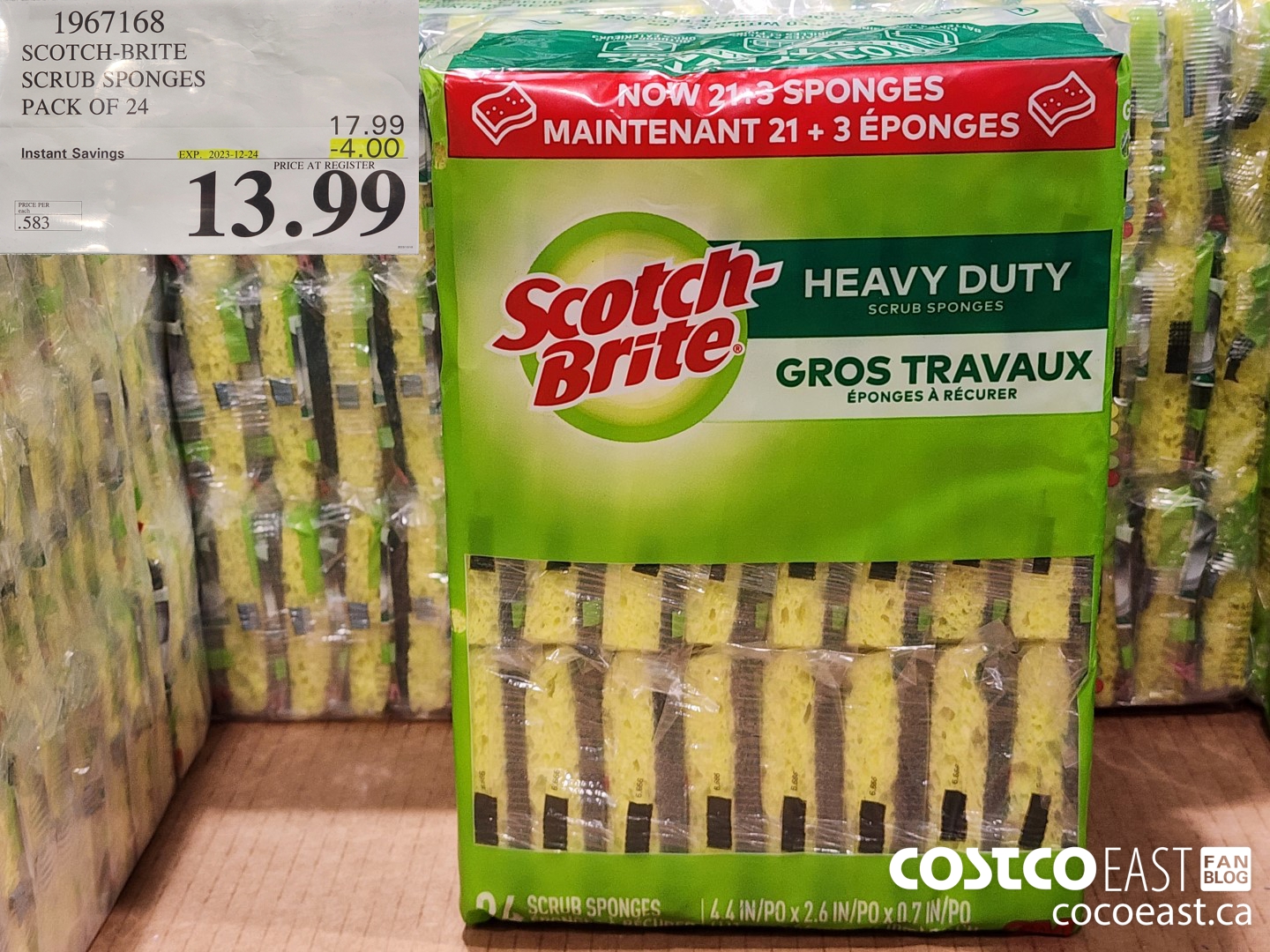 1967168 3M SCOTCH-BRITE SCRUB SPONGES PACK OF 24 ($4.00 INSTANT SAVINGS EXPIRES ON 2023-12-24) $13.99