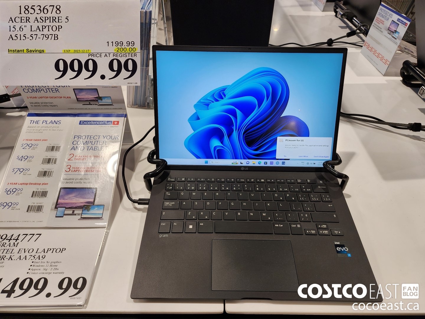 1853678 ACER 15.6IN LAPTOP COMPUTER A515-57-797B ($200.00 INSTANT SAVINGS EXPIRES ON 2023-12-17) $999.99