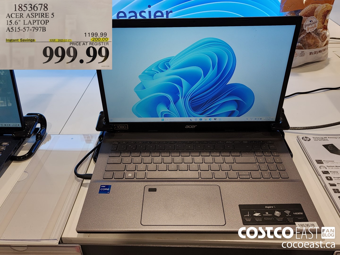 1853678 ACER 15.6IN LAPTOP COMPUTER A515-57-797B ($200.00 INSTANT SAVINGS EXPIRES ON 2023-12-17) $999.99